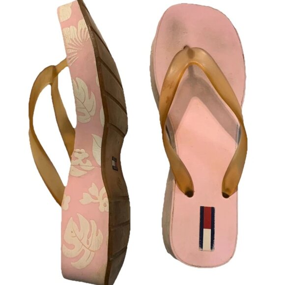 Tommy Hilfiger Womens Pink Lightweight Slip On Casual Wedges Slipper Rare 6 - Picture 1 of 3